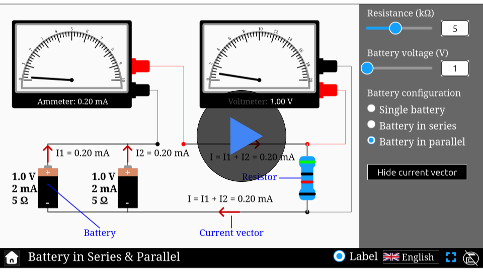 Visualize how battery configurations affect voltage and current in a circuit with our interactive simulator.