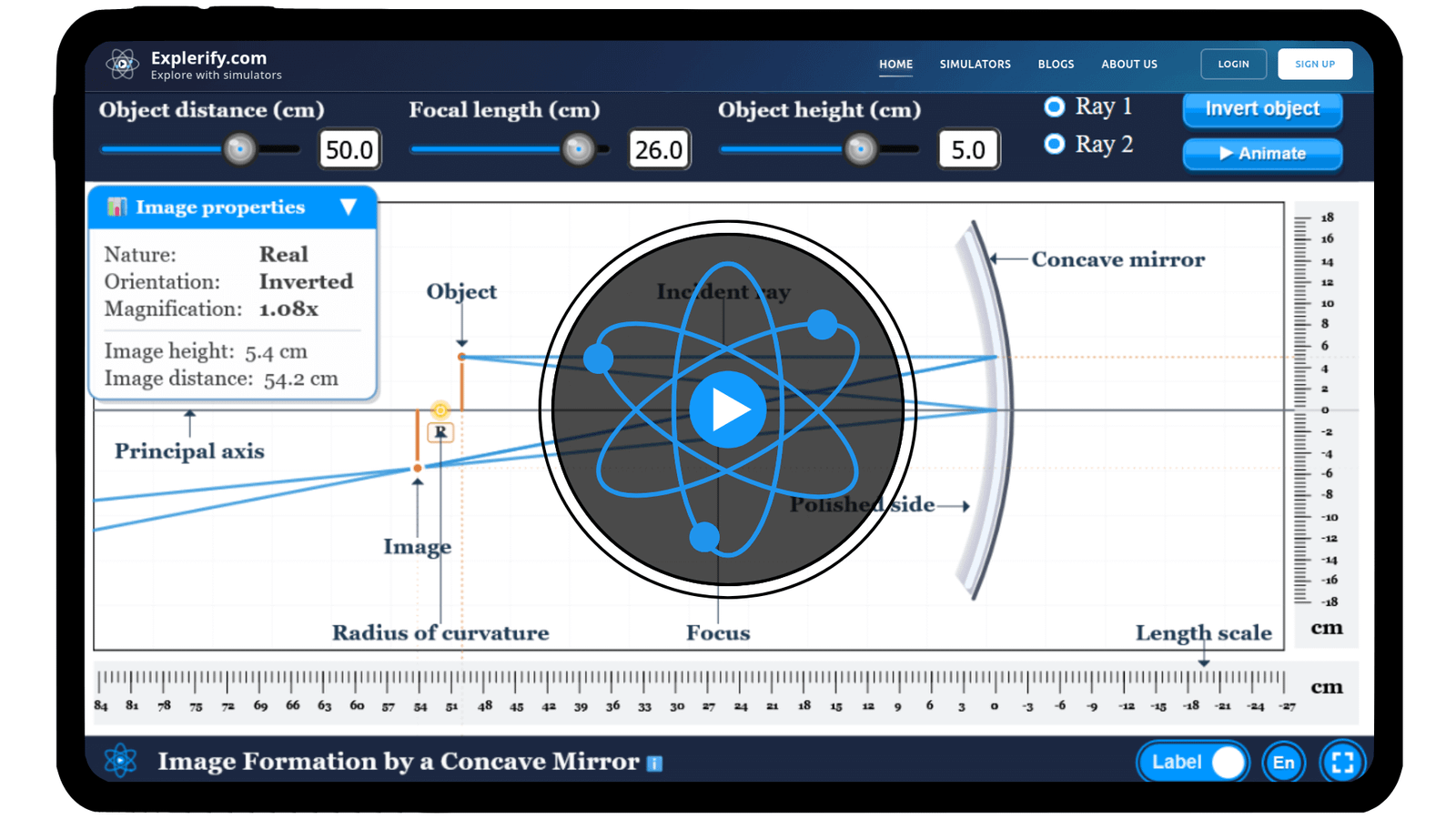 Concave mirror simulator | Ray Diagrams & Image Formation - Explerify.com